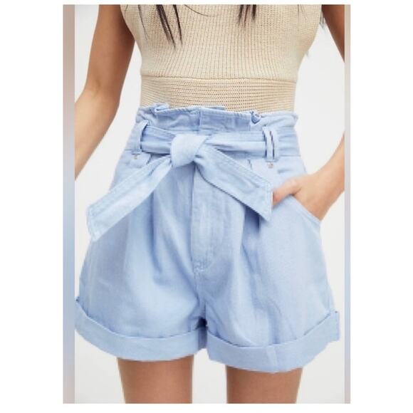 Free People We The Free Denim Paper Bag Shorts Sz S - Picture 1 of 6